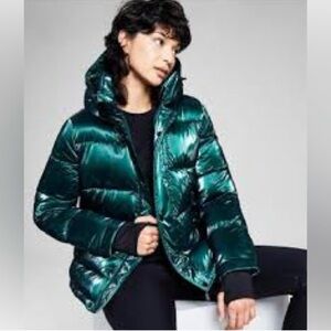 BCBGeneration Puffer Jacket Feather Free Emerald Green Winter Coat Size X Large